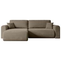 ECKSOFA mit Schlaffunktion und Bettkasten ORRO-L - 272x145x83 cm Braun Velours - Schwarz/Braun, Holzwerkstoff/Kunststoff (272/145cm) - ALTDECOR