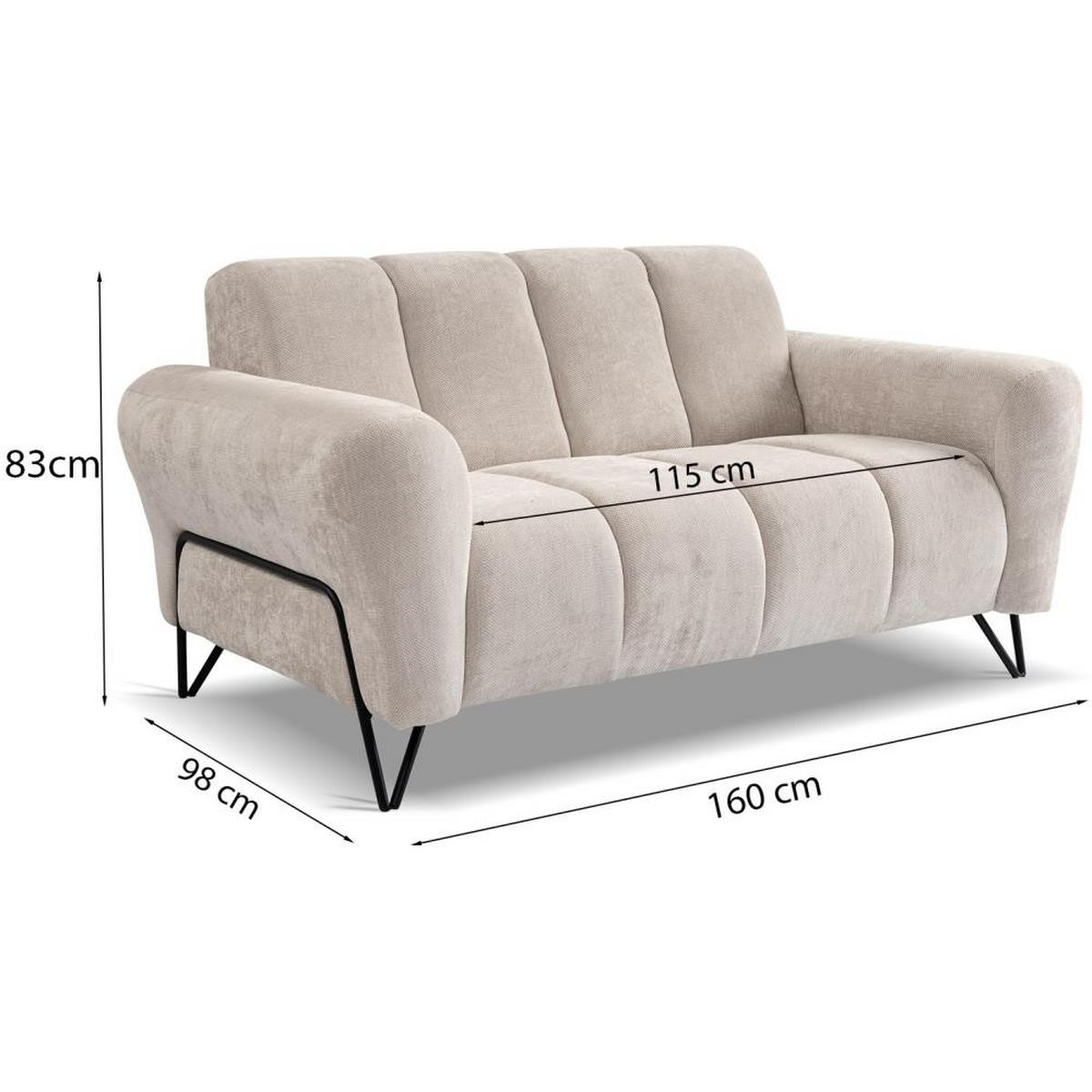 2-SITZER SOFA Volare hellgrau - Hellgrau/Schwarz, Textil/Metall (160/83/98cm) - Beautysofa