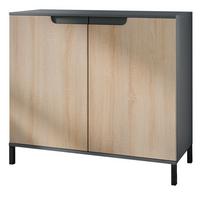 KOMMODE Sylt Eiche sägerau - Eiche San Remo, Holzwerkstoff (92.5/83.5/35cm) - Vladon