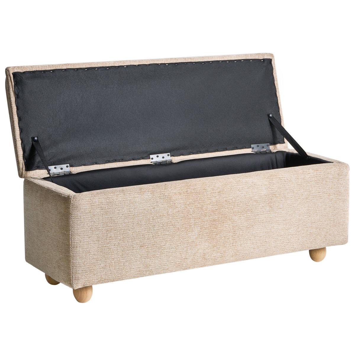 POLSTERBANK mit Stauraum Stoff Beige Salida - Beige/Braun, Holz/Textil (115/54/39cm) - Beliani