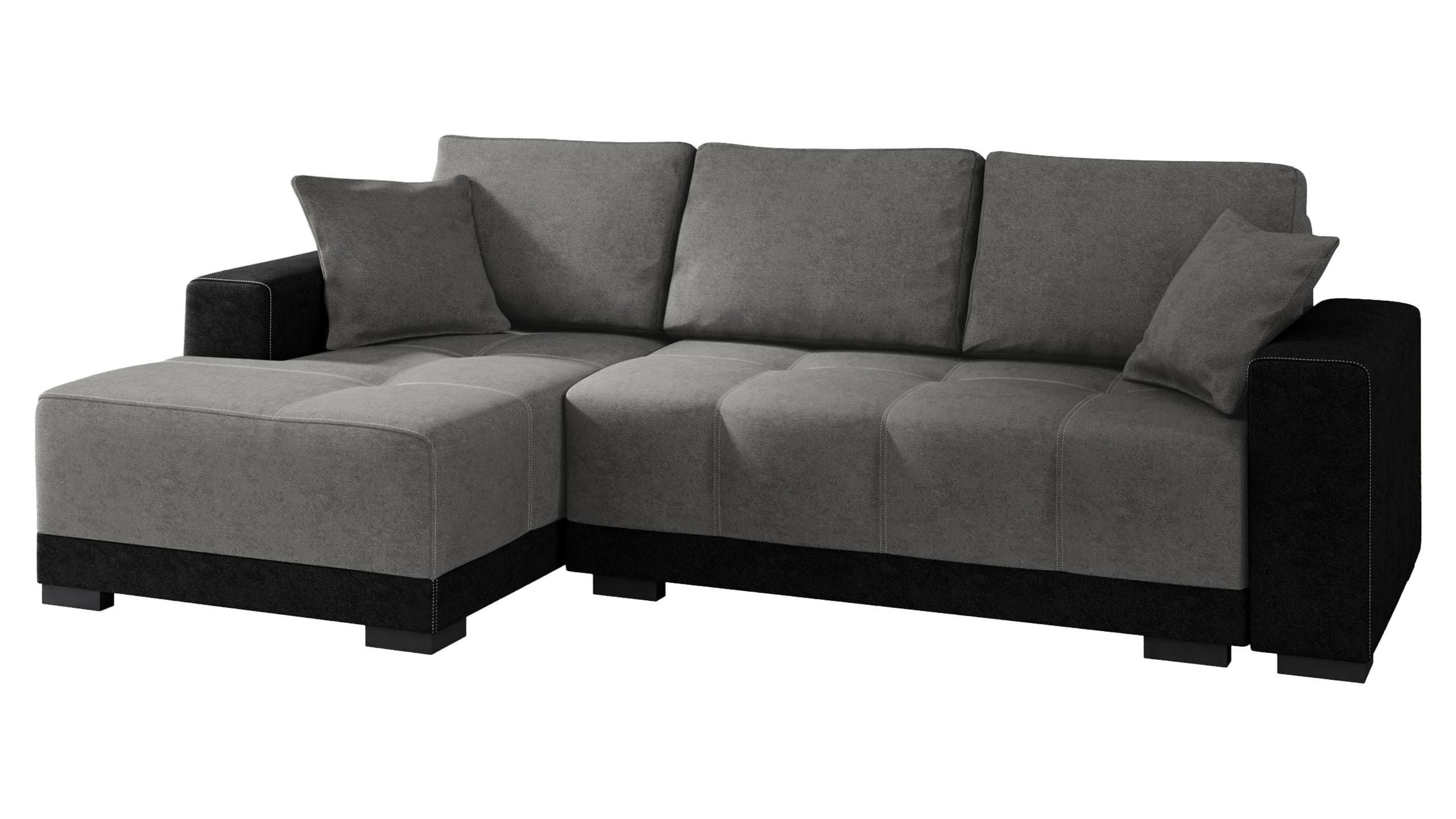 ECKSOFA Dallas, Seite: Links - Schwarz/Grau, Holz/Textil (240/140cm) - MIRJAN24