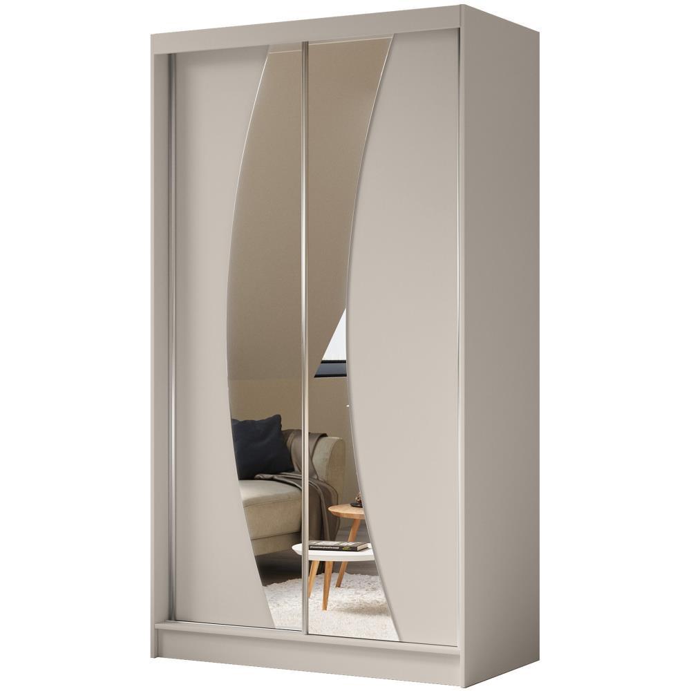 SCHWEBETÜRENSCHRANK Vox 120/216/61 kaschmir mit Spiegel - Kaschmir, Holzwerkstoff (120/216/61cm) - Beautysofa