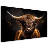 LEINWANDBILD Schottische Glamour-Kuh 80x40cm - Schwarz, Textil (80/40cm) - Feeby