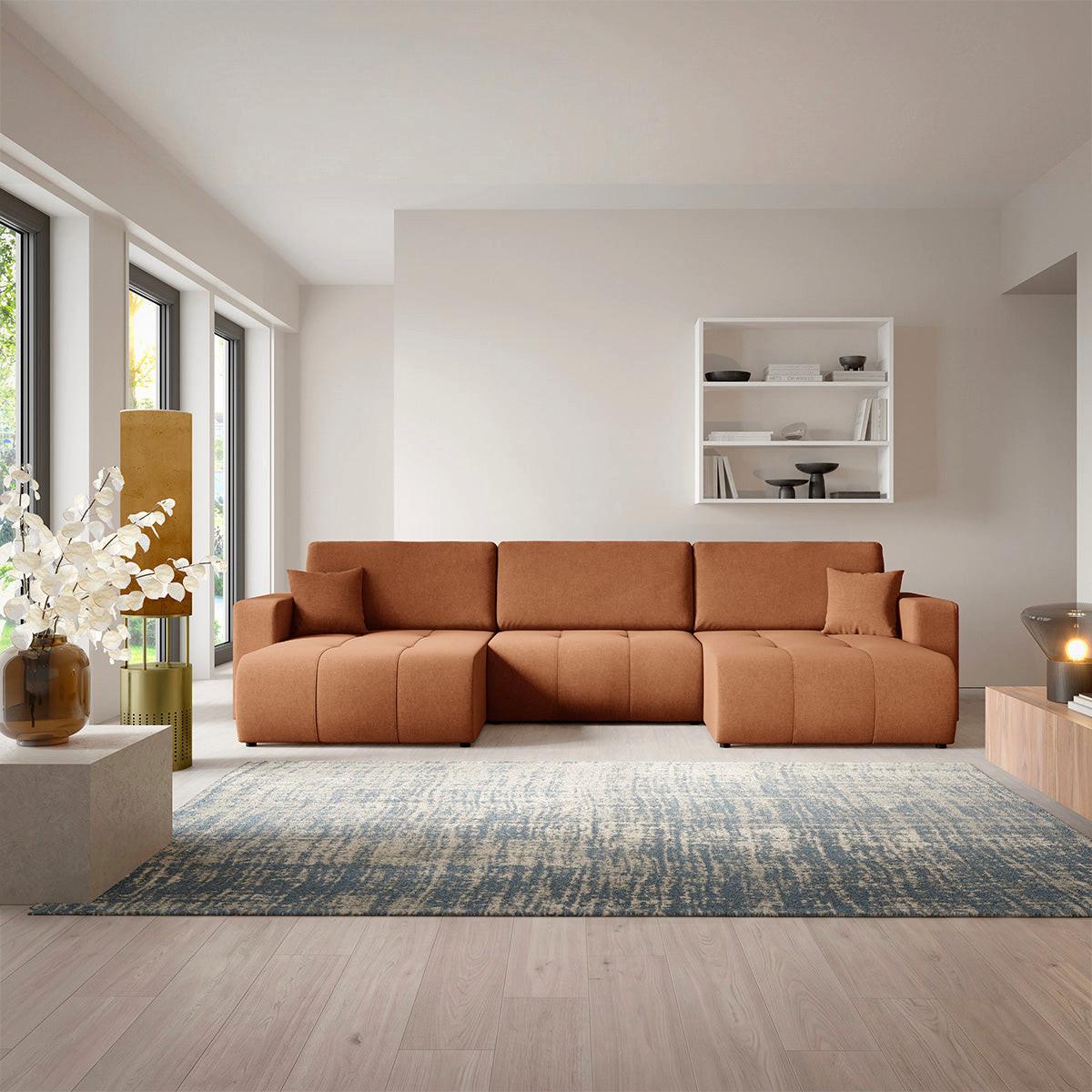PANORAMASOFA Giulia 5 Sitzplätze Terrakotta - Terracotta, Holz (344/82/149cm) - Petits-meubles