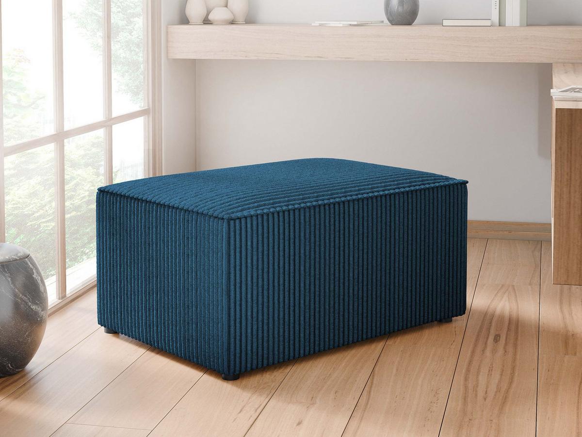POLSTERHOCKER Karl Cord - Blau/Schwarz, Holz/Kunststoff (60/38/45cm) - MIRJAN24