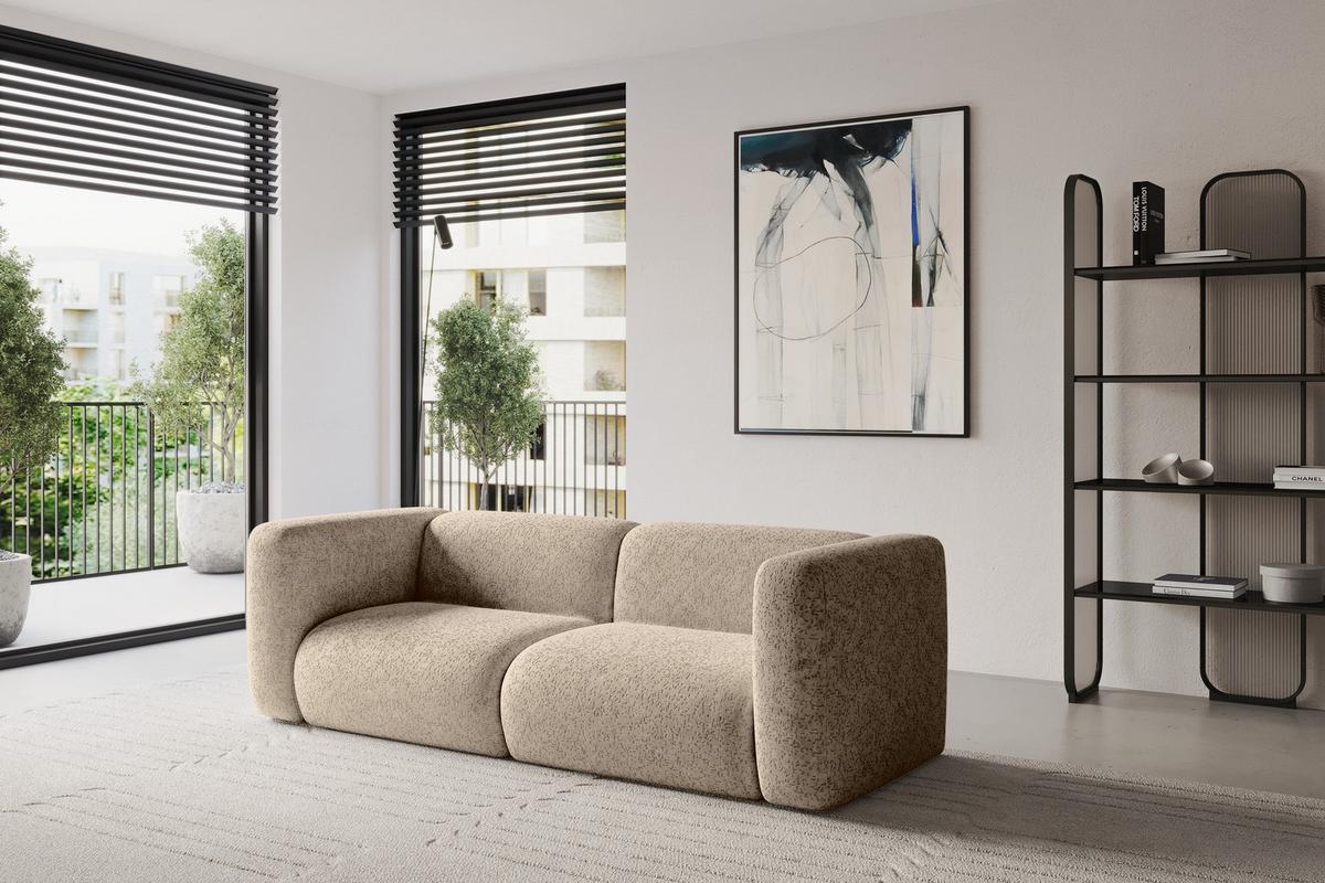 MODULARES Sofa 2-SITZER MIRA-S1 228x89x70 Braun cm Velours - Schwarz/Braun, Holzwerkstoff/Kunststoff (228/70/89cm) - ALTDECOR