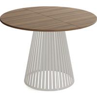 ESSTISCH Naro rund ausziehbar mit Lamellen-Metallgestell in Grau-Beige, Walnuss Braun 100-180/100/76 cm - Kaschmir/Beige, Holzwerkstoff/Metall (100/176/76cm) - WFL GROUP