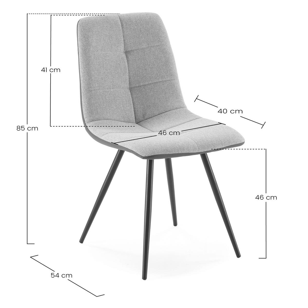 STUHL-SET 2 Prado, grauer Stoff/Kunstleder - Grau, Textil/Metall (54/85/46cm) - VS Venta-stock