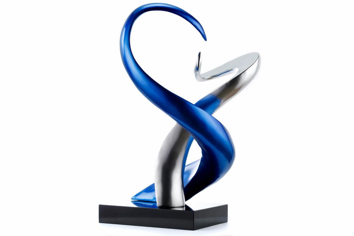 SKULPTUR Blau 45/63 cm - Blau/Silberfarben, Stein (8.55/63/28cm) - KUNSTLOFT