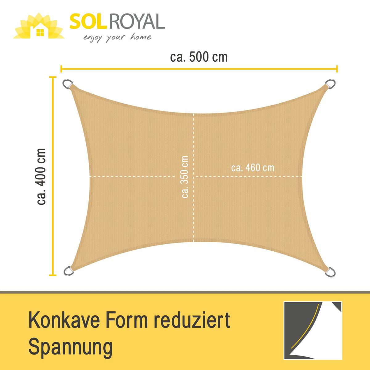 SONNENSEGEL SolVision HS9 300x400cm rechteckig Sand HDPE - Sandfarben, Kunststoff (300/400cm) - Sol Royal