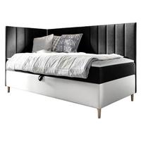BOXBETT Maja Junior 3, Seite zum Öffnen des Bettkastens: Links - H3 - Schwarz/Weiß, Holz (90/200cm) - MIRJAN24