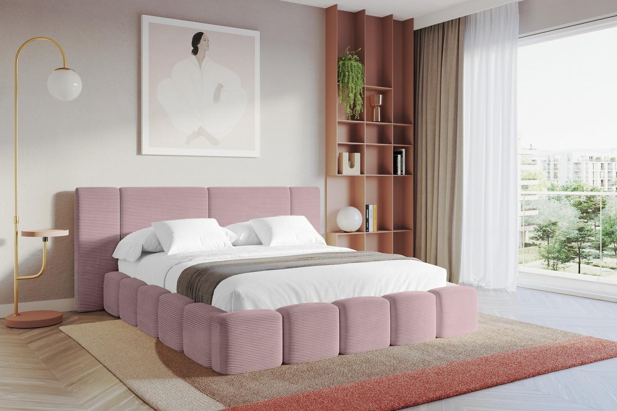 POLSTERBETT mit Bettkasten und Lattenrost, Boxbett ohne Matratze - NILO 120x200 Rosa - Rosa, Holzwerkstoff/Textil (120/200cm) - ALTDECOR