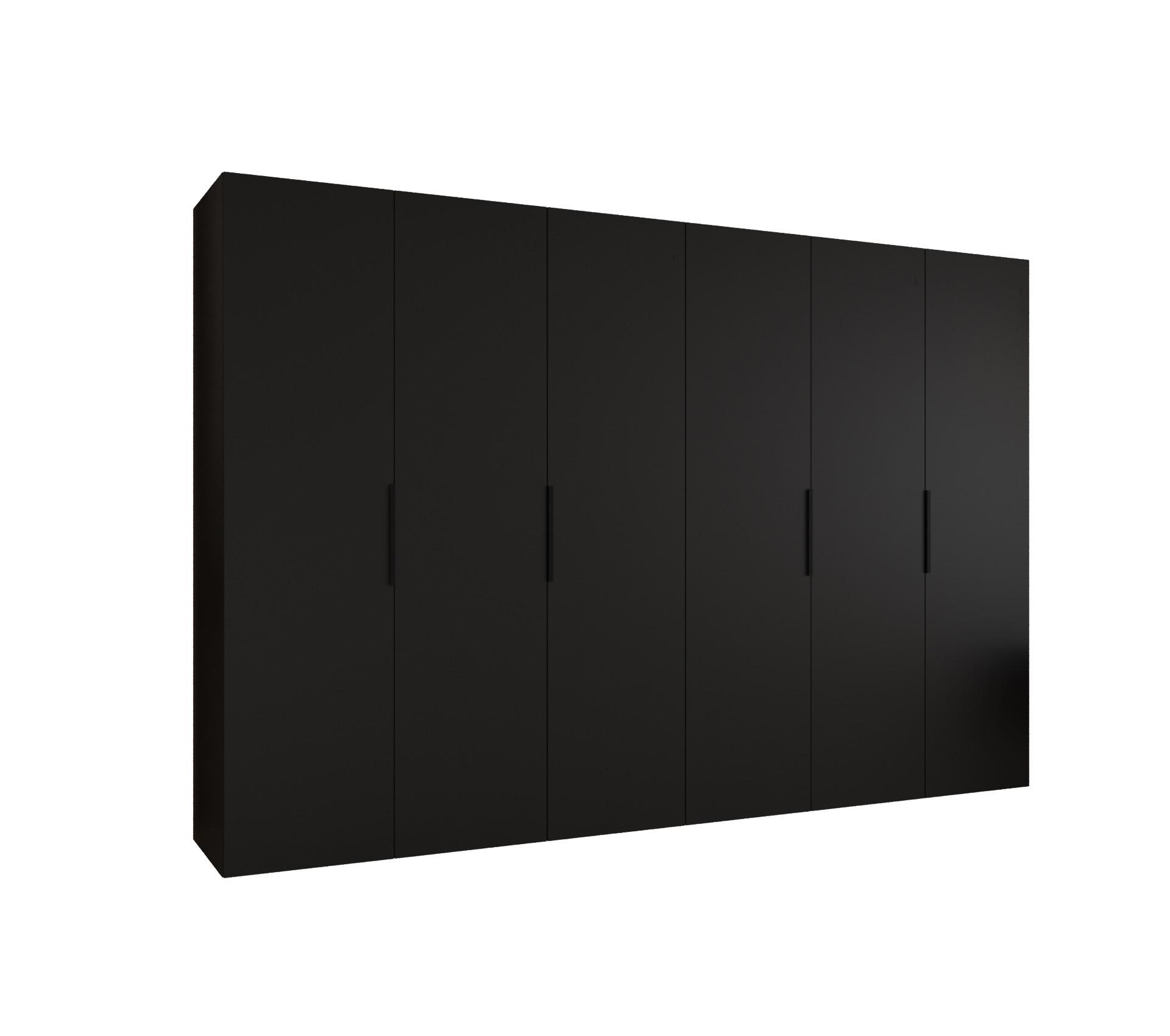 DREHTÜRENSCHRANK 202/300/52 6-türig - Schwarz, Holz (300/202/52cm) - MÖBEL KRYSPOL