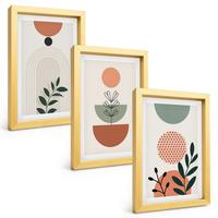 BILDER SET 3er Set - 20x30 cm Goldrahmen - Moderne Pflanzenmotive - Goldfarben, Kunststoff (20/30cm) - TULUP