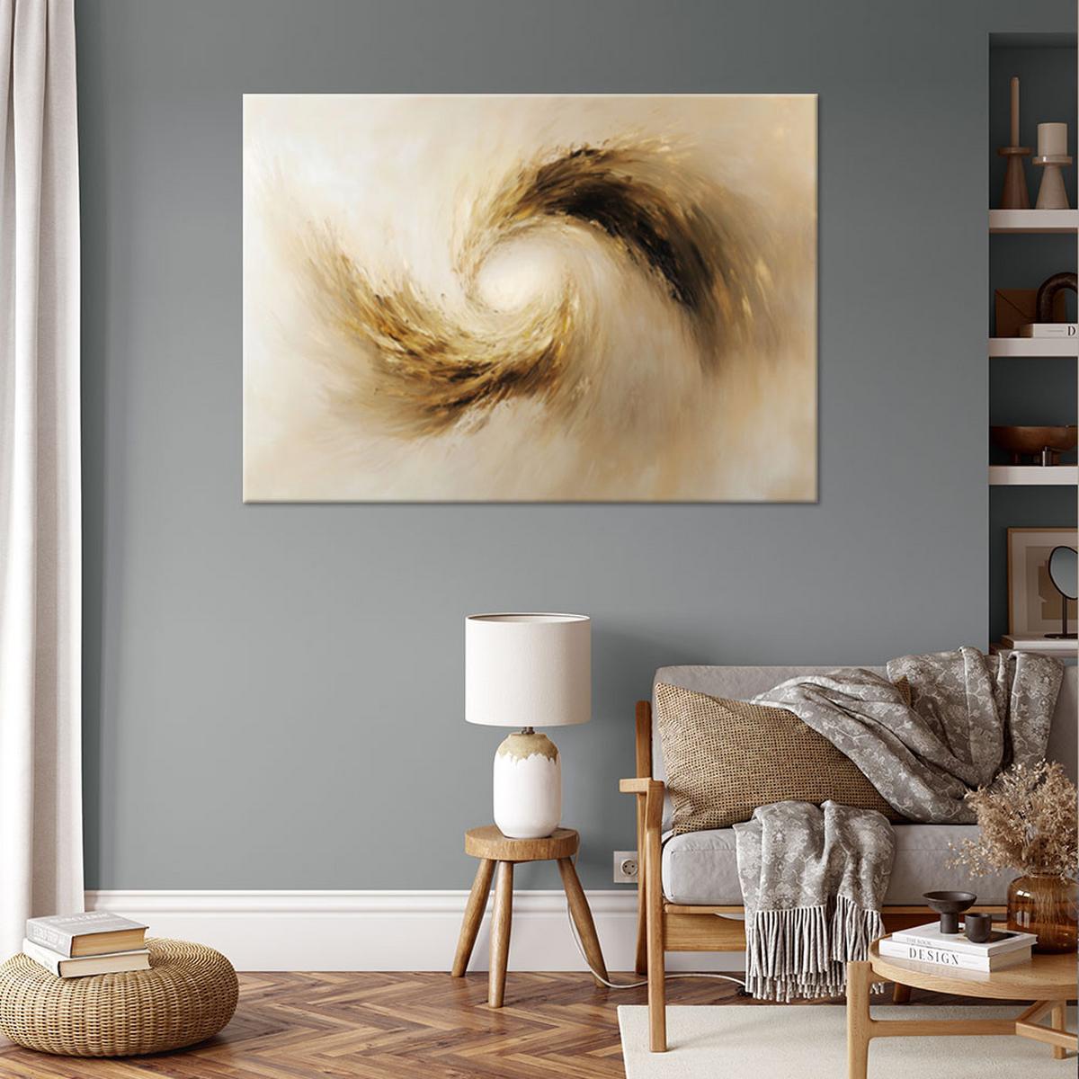 WANDBILD beige wirbel abstrakt modern - Beige, Textil (60/40cm) - Feeby