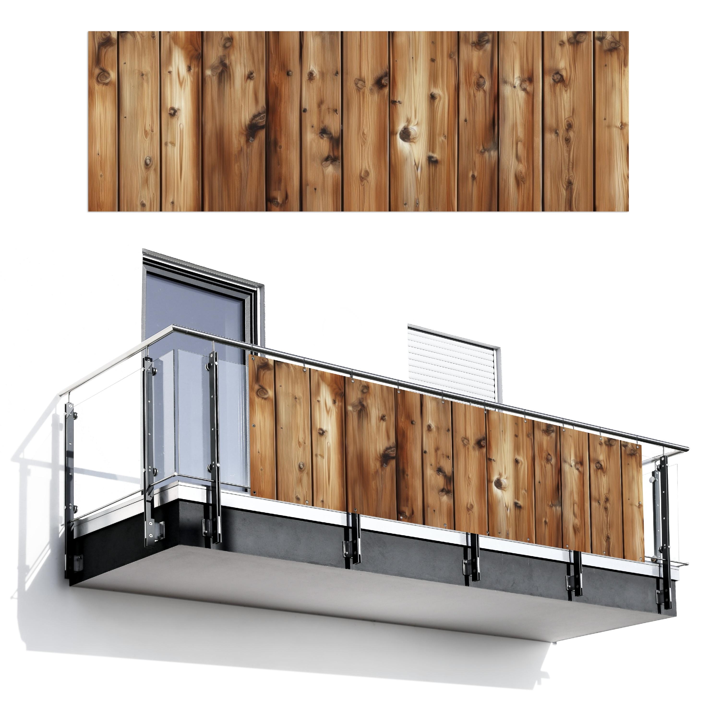 BALKON-SICHTSCHUTZ Holz - Regale - Braun Windschutz 300x100 cm - Buchefarben, Kunststoff (300/100cm) - MuchoWow