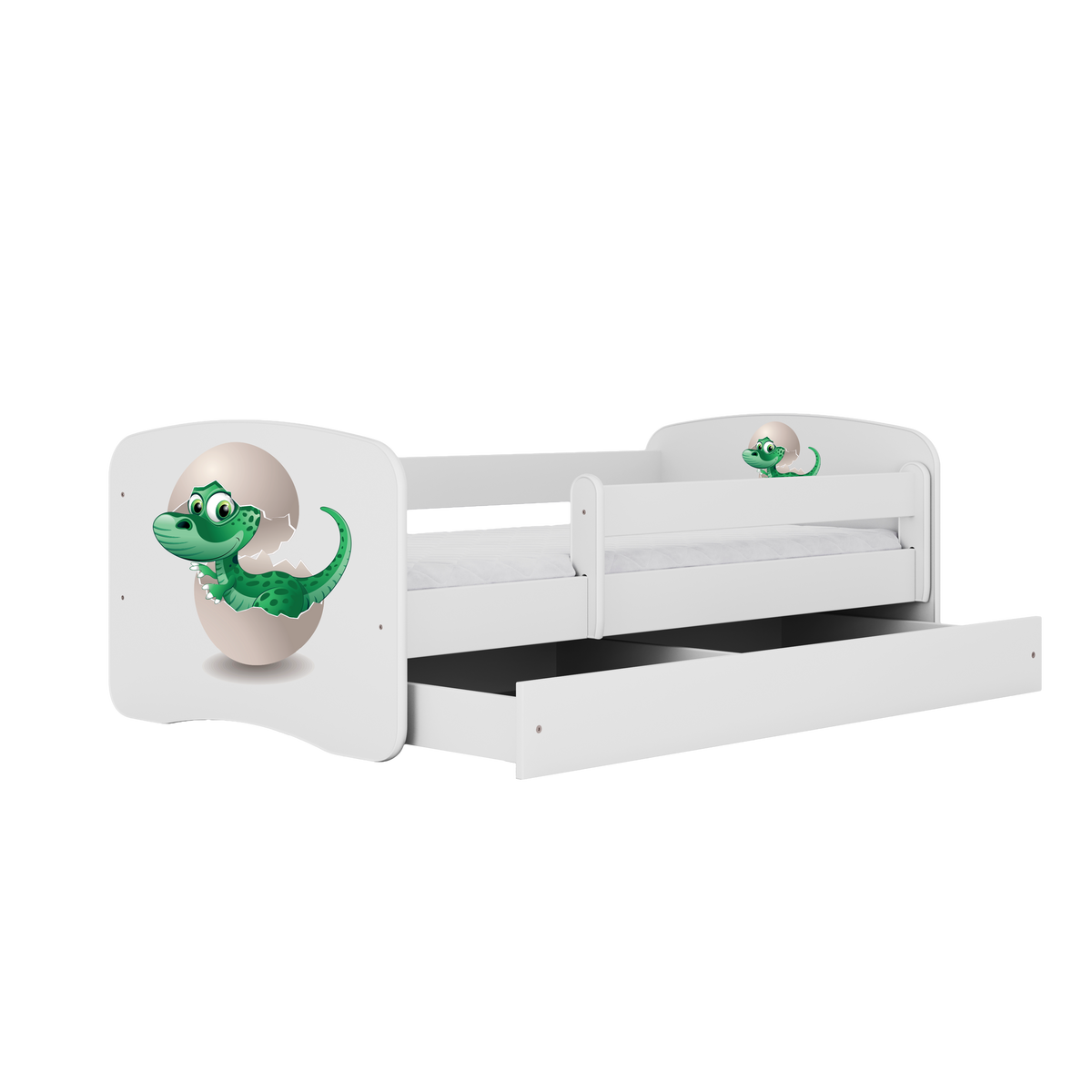 KINDERBETT Kleindino mit Schublade 140/70 80/61/144 - Weiß, Holzwerkstoff (70/140cm) - RAUMHIRSCH FURNITURE