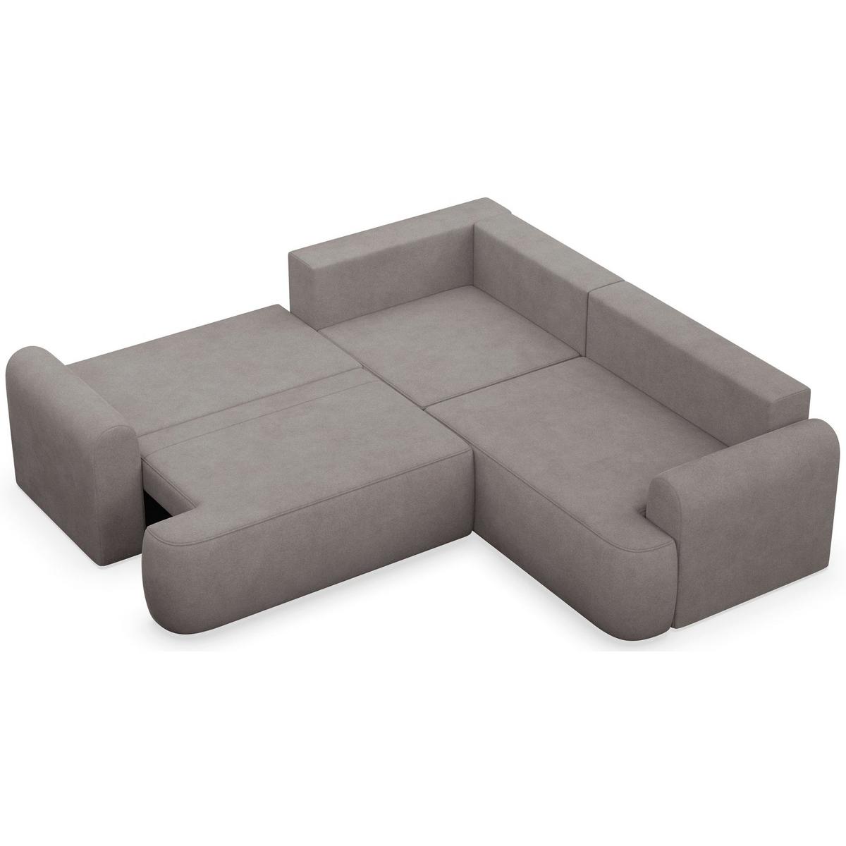 ECKSCHLAFSOFA Ovo graubraunVELOURSSTOFF universell MIT BETTKASTEN - Graubraun/Schwarz, Kunststoff/Textil (245/245cm) - Selsey