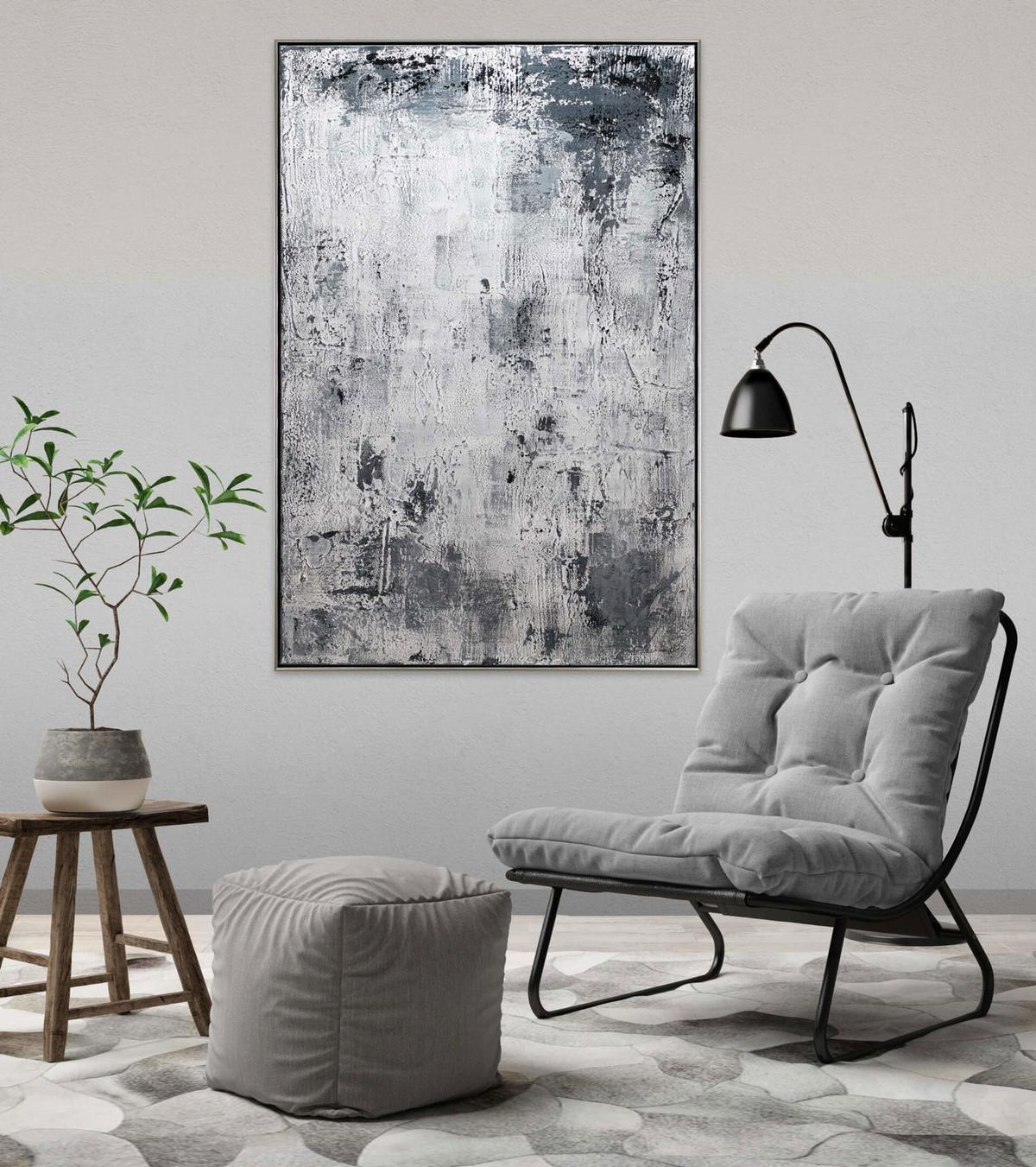 ACRYLBILD HANDGEMALT 83/123 cm - Schwarz/Grau, Textil (83/123cm) - KUNSTLOFT