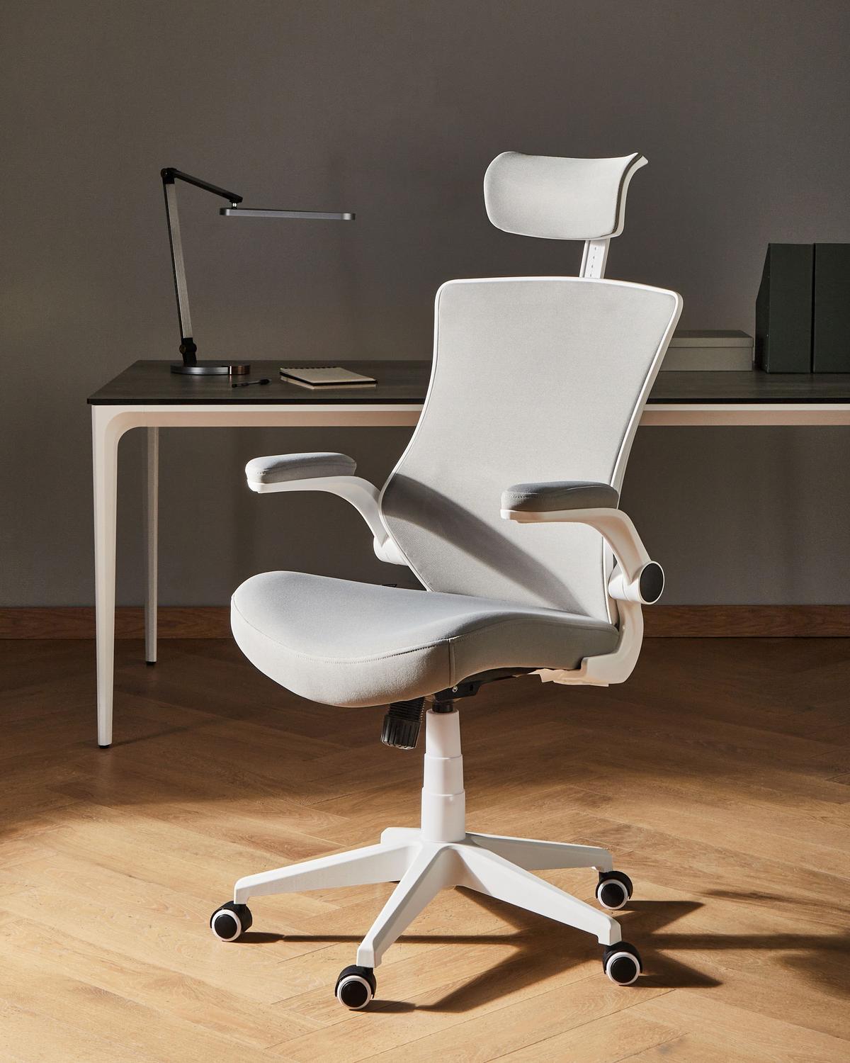 BÜROSTUHL Hellgrau Paladin - Hellgrau, Textil (52/96/56cm) - Beliani