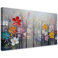 WANDBILD blumen bäume bunte natur - Multicolor, Textil (100/50cm) - Feeby