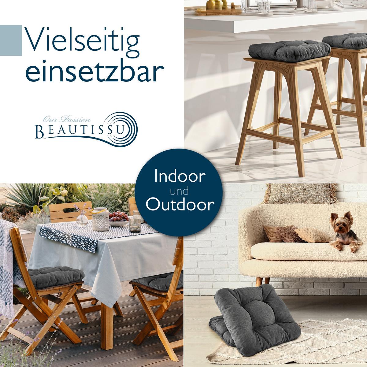 STUHLKISSEN HighLux SK 40x40x8cm Anthrazit (4tlg) - Anthrazit, Textil (40/40cm) - Beautissu 