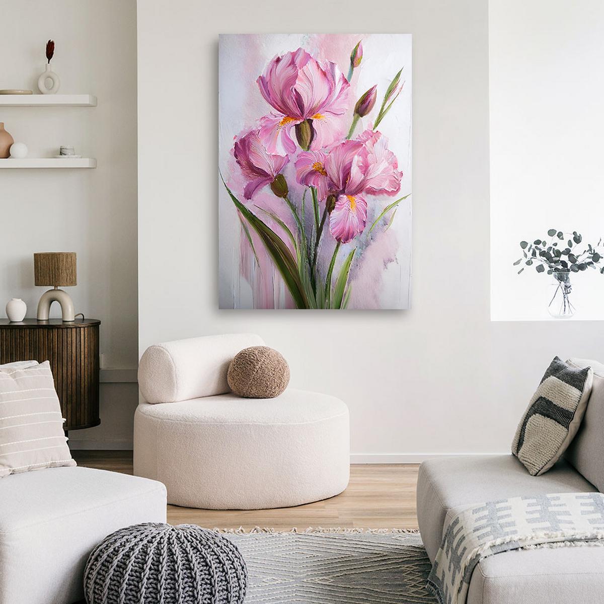 WANDBILD irisblüten rosa - Pink, Textil (40/60cm) - Feeby