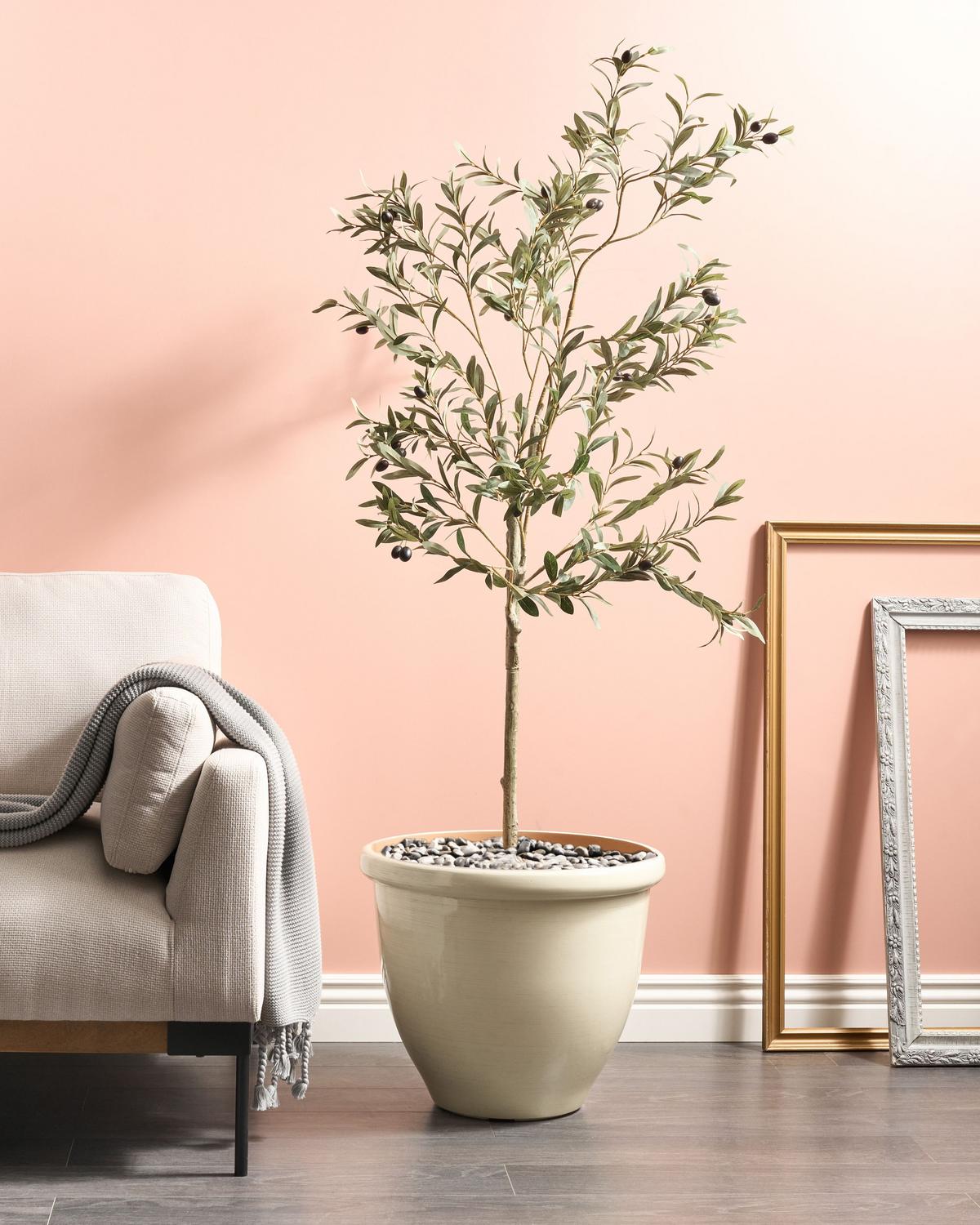 BLUMENTOPF Beige Tesalia - Beige, Kunststoff (42cm) - Beliani