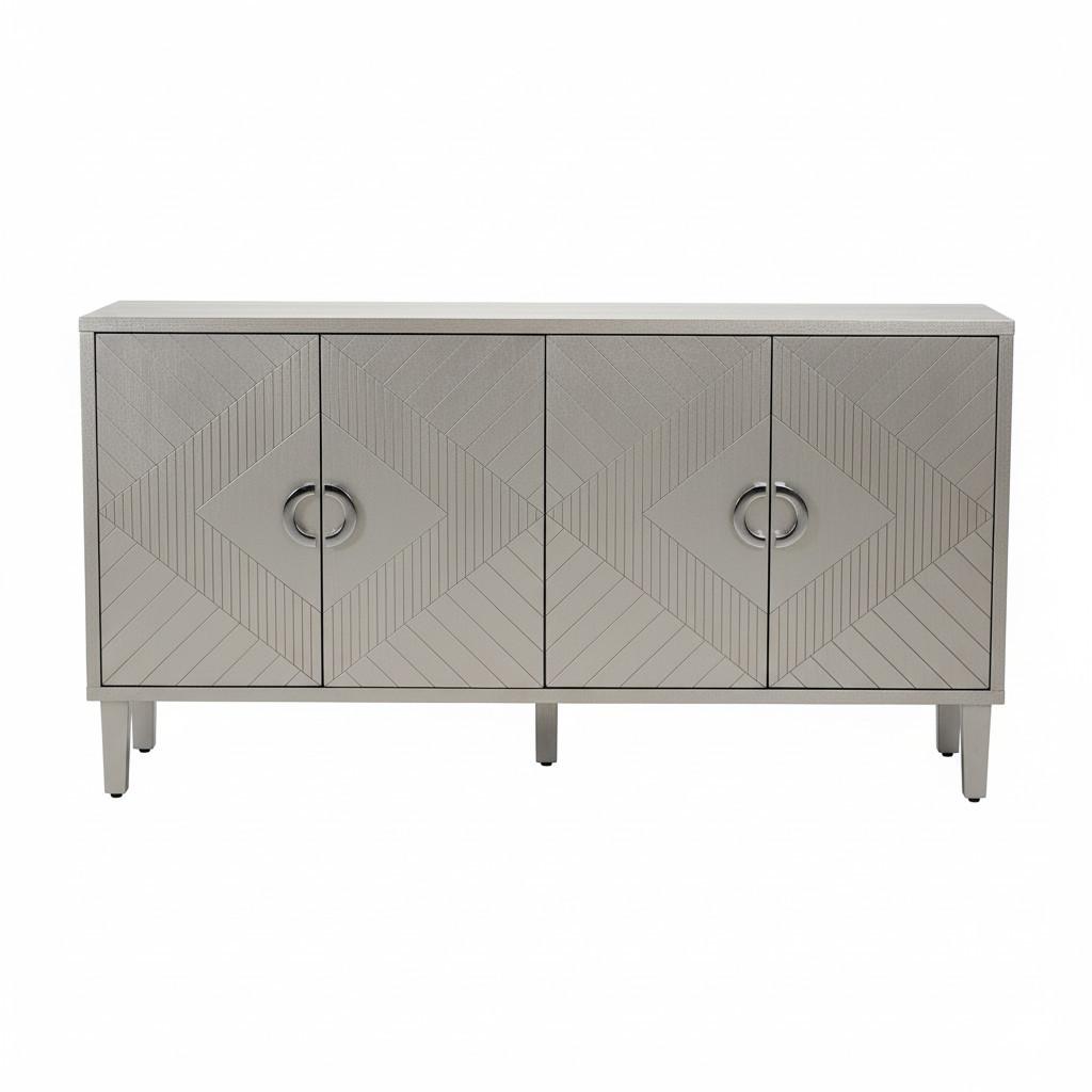 SIDEBOARD Grau Holzoptik mit 4 Türen & Kiefernholzbeinen - Grau, Holzwerkstoff (152/83/40cm) - Urban Meuble