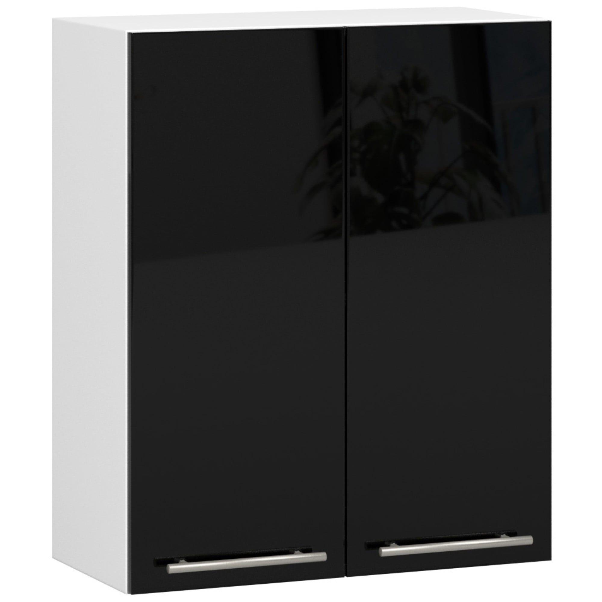 HÄNGESCHRANK Weiß, Schwarz Glanz 72/60/30 - Schwarz Hochglanz/Weiß, Holzwerkstoff (60/72/30cm) - RAUMHIRSCH FURNITURE