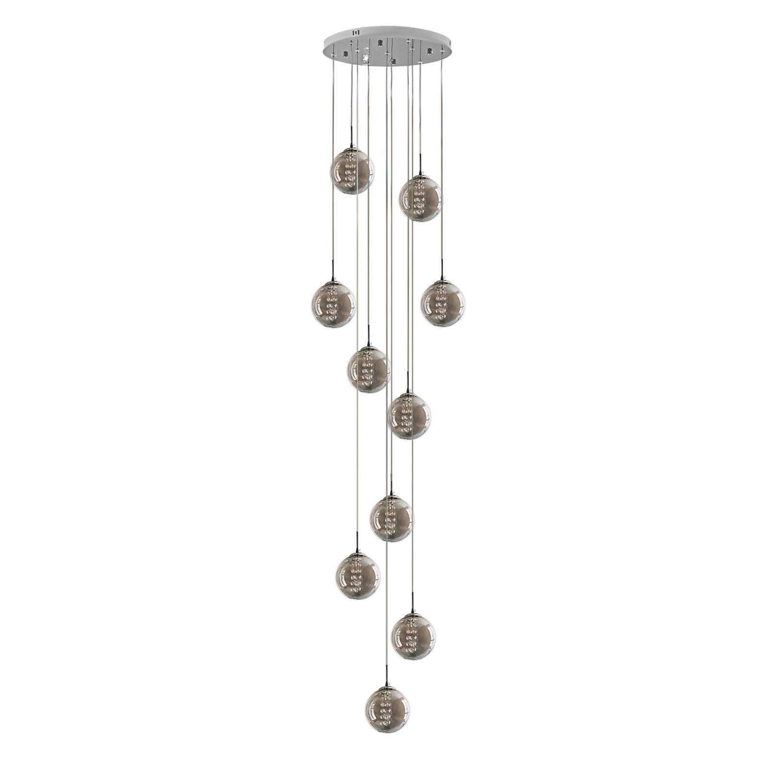 PENDELLEUCHTE Energie 10-flammig 41/41/240 cm - Grau, Glas (41/41/240cm) - Nettlife