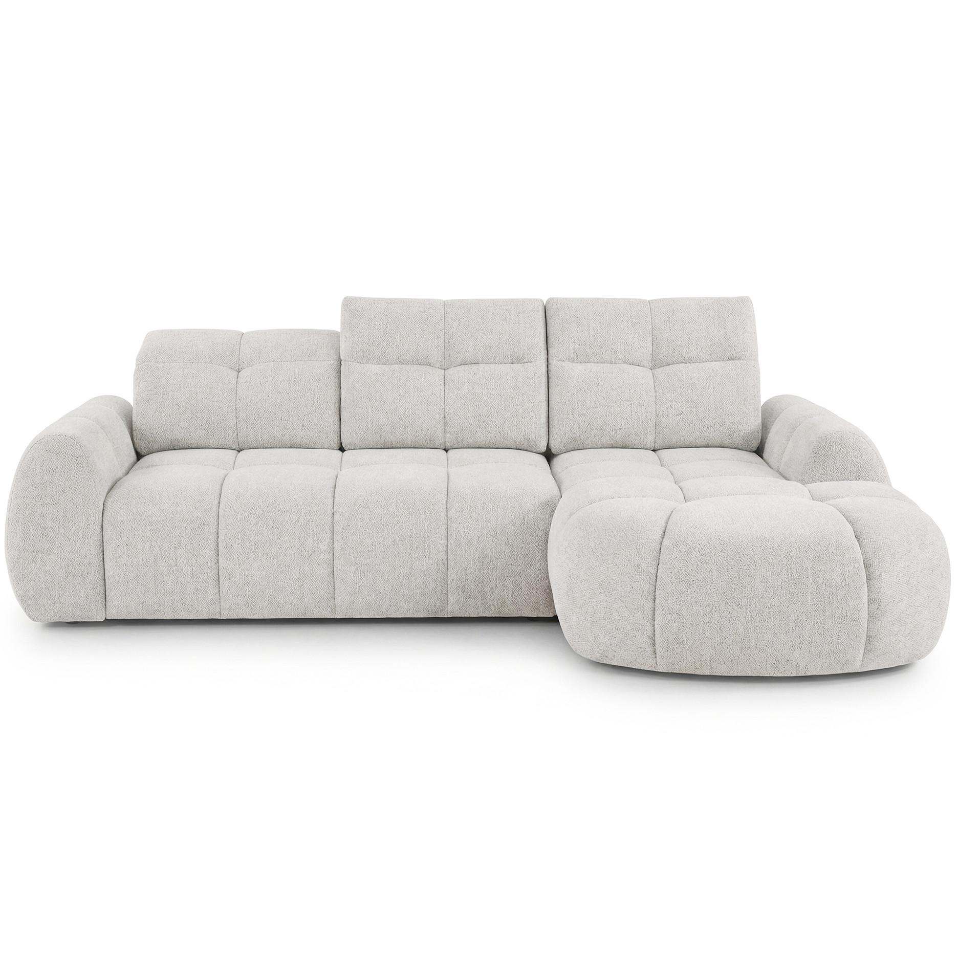 ECKSOFA Sorel Mini mit Automatisch verstellbarer Sitztiefe und Kopfstützen, rechts, Hellbeige - Beige, Textil (275/190cm) - Beautysofa