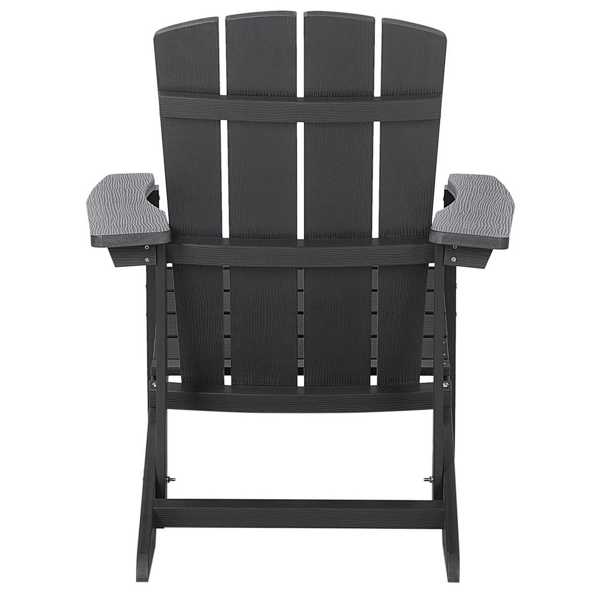 GARTENSTUHL mit Fußhocker Kunstholz dunkelgrau Adirondack - Dunkelgrau, Kunststoff (75/88/88cm) - Beliani