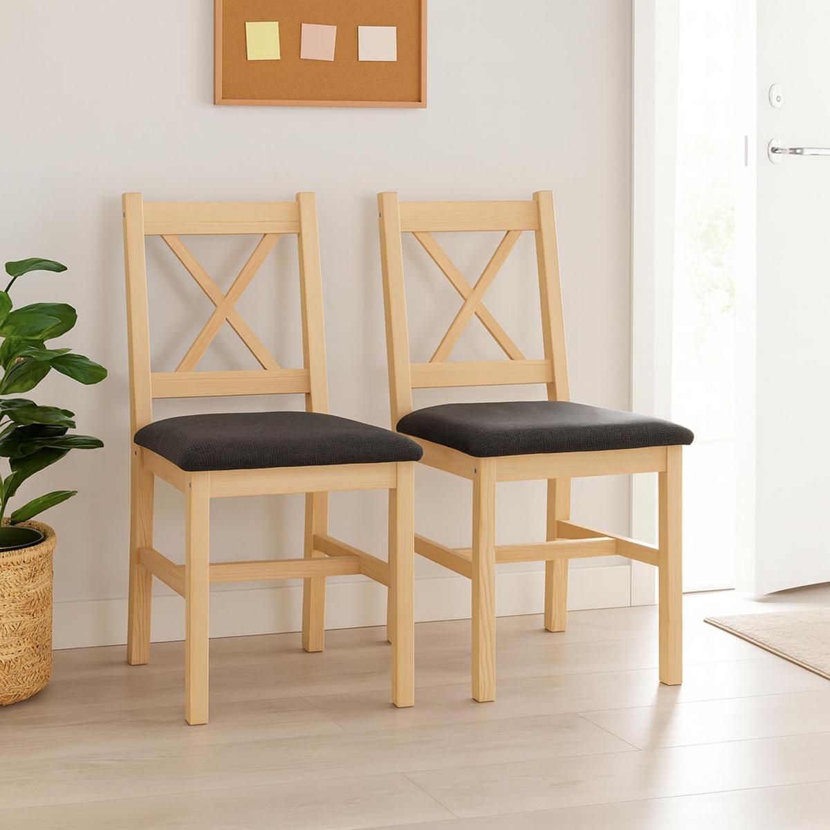 ESSZIMMERSTUHL Braun, Schwarz 2er-Set - Schwarz/Braun, Holz (43/85/44cm) - MCW