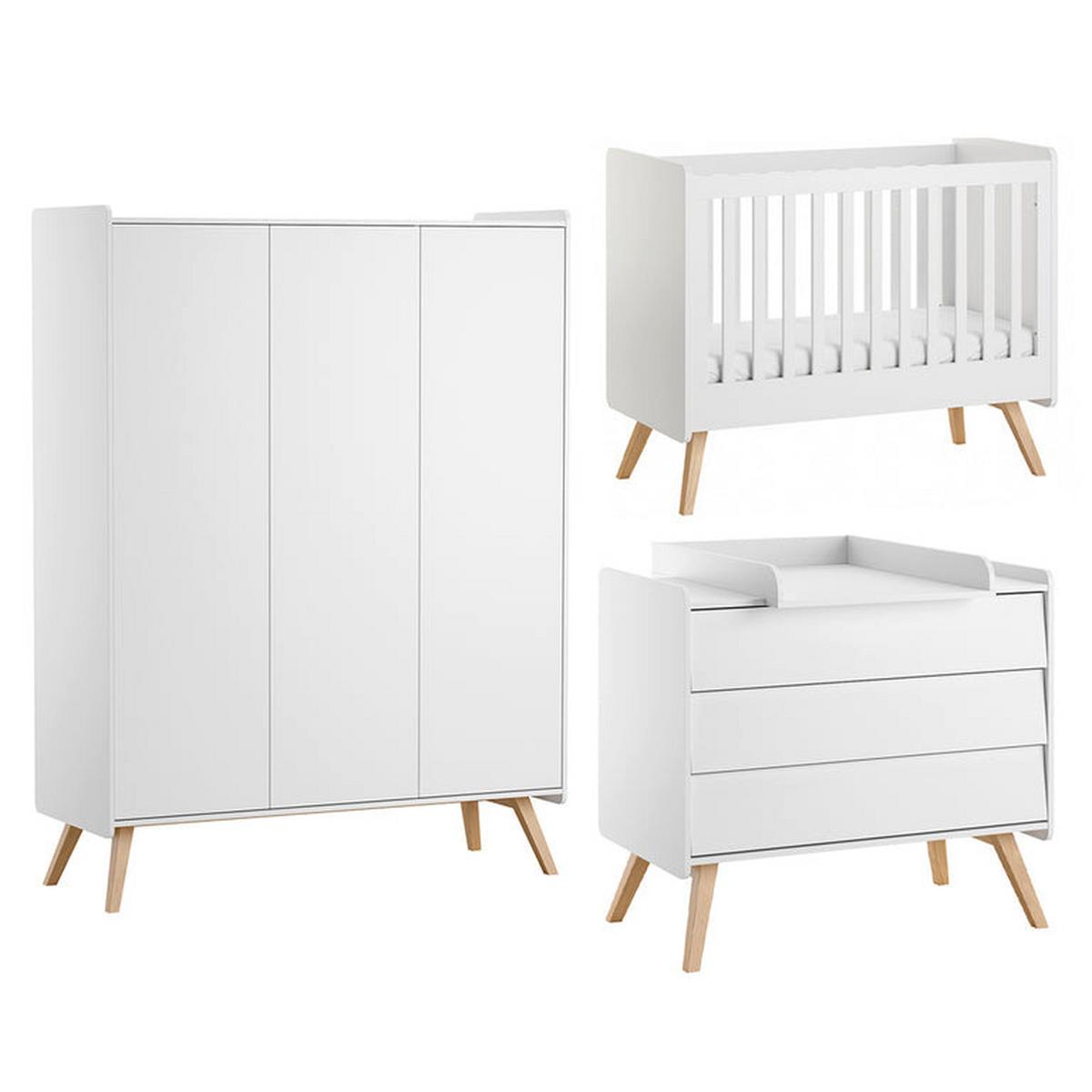 BABYZIMMER 3-teilig Vintage Weiß - Weiß, Holzwerkstoff (125/103/65cm) - Petits-meubles