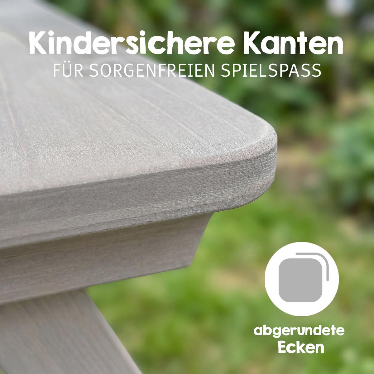 KINDERSITZGRUPPE grau mit Lehne und Bankkissen - Hellgrau, Holz - Roba
