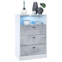 KOMMODE Pino Fronten in Beton Oxid Optik - Hellgrau, Holzwerkstoff (56/86.5/36cm) - Vladon