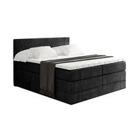BOXSPRINGBETT mit Matratze H3|H4 und Lattenrost - VEXA KING-200x200 - Schwarz Casablanca - Schwarz, Holzwerkstoff (200/200cm) - ALTDECOR