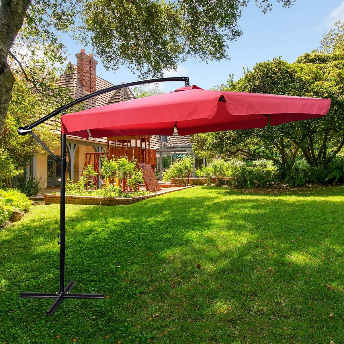 GARTENSCHIRM Rot 300/245/300 - Rot, Textil/Metall (300/300cm) - RAUMHIRSCH FURNITURE