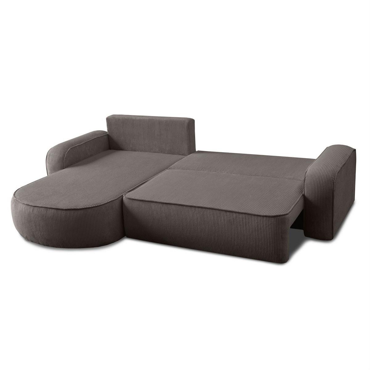 ECKSOFA VENUS mit Schlaffunktion und Bettkasten, Poso 04 - Braun, Textil (275/178cm)