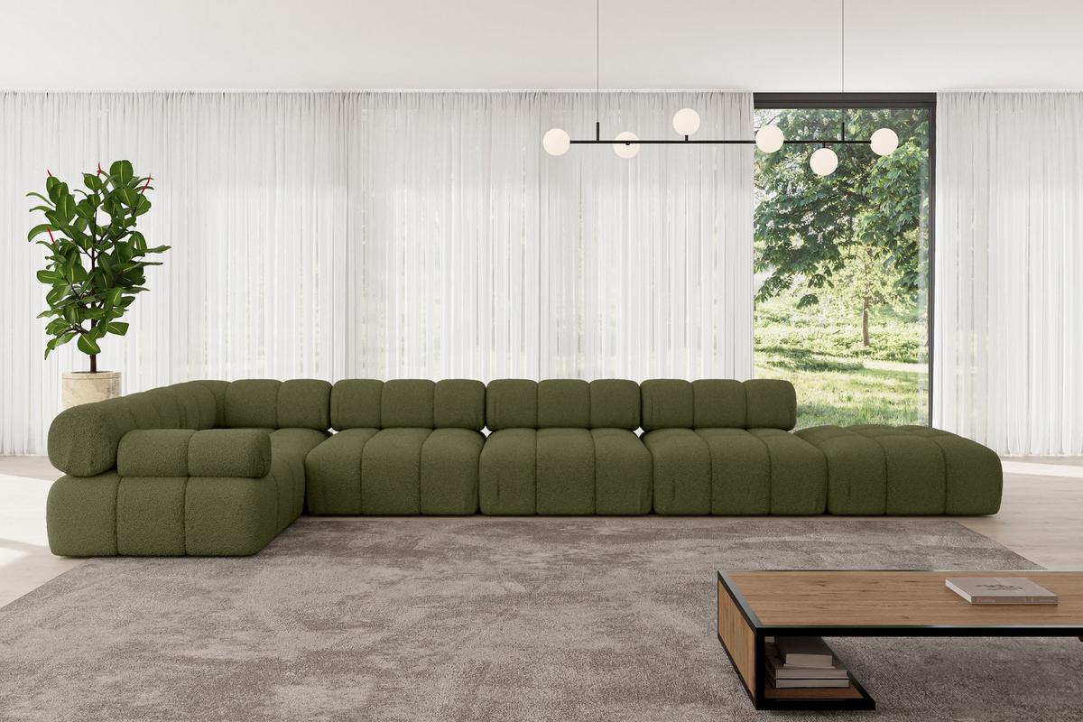 ECKSOFA modulares Sofa Felto-L3 - 475x190x70 cm Grün Bouclé - Grün, Holzwerkstoff/Textil (475/190cm) - ALTDECOR