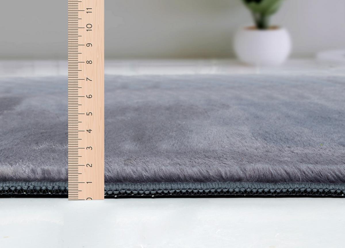 KURZFLORTEPPICH Antirutsch Uni DOUBS Polyester Anthrazit 140 x 200 cm - Anthrazit, Textil (140/200cm) - KADIMA DESIGN