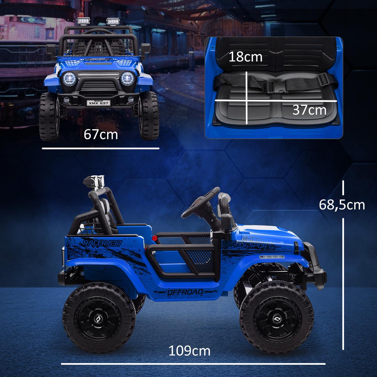 ELEKTRO Kinderauto - Blau, Metall (109/67/68.5cm) - AIYAPLAY