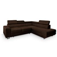 ECKSOFA NOLA R-S Braun Velours-Stoff mit Schlaffunktion - Silberfarben/Braun, Holz/Textil (253/190cm) - MASSENO