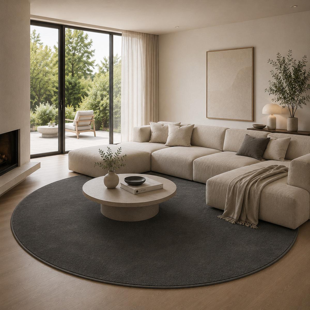 HOCHFLOR LANGFLOR TEPPICH SUPER SOFT MELIA RUND - Anthrazit, Textil (200/200cm) - Pergamon