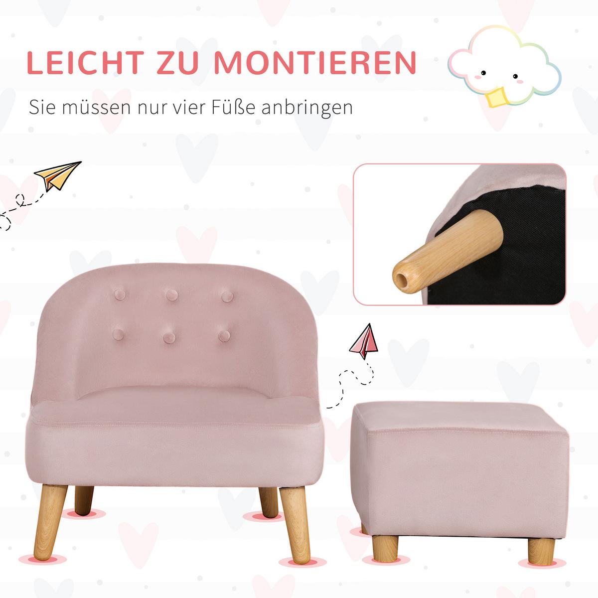 KINDERSESSEL, Rosa, Eukalyptusholz - Rosa, Holz (51/50/51cm) - HOMCOM