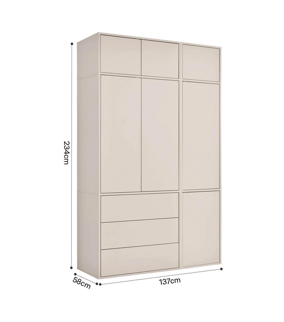 KLEIDERSCHRANK Robe - Beige, Holzwerkstoff (137/234/58cm) - Mokebo