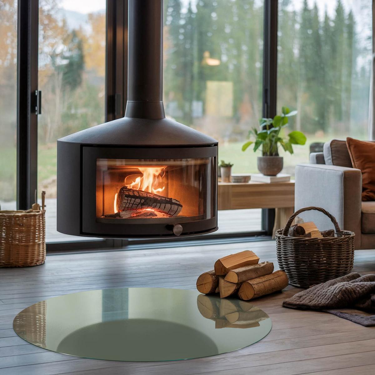 GLASPLATTE für Kamin Ø 100 cm - Grün, Glas (100/100/0.4cm) - TULUP