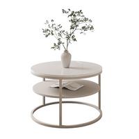 COUCHTISCH CIRI SLIM KASCHMIR HOCHGLANZ mit Regal - Beige/Weiß, Holzwerkstoff (60/60/42cm) - Lookway