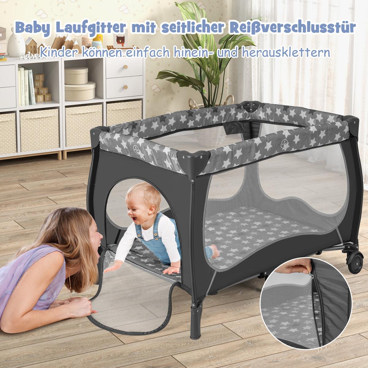 BABYBETT Grau - Grau, Textil - COSTWAY